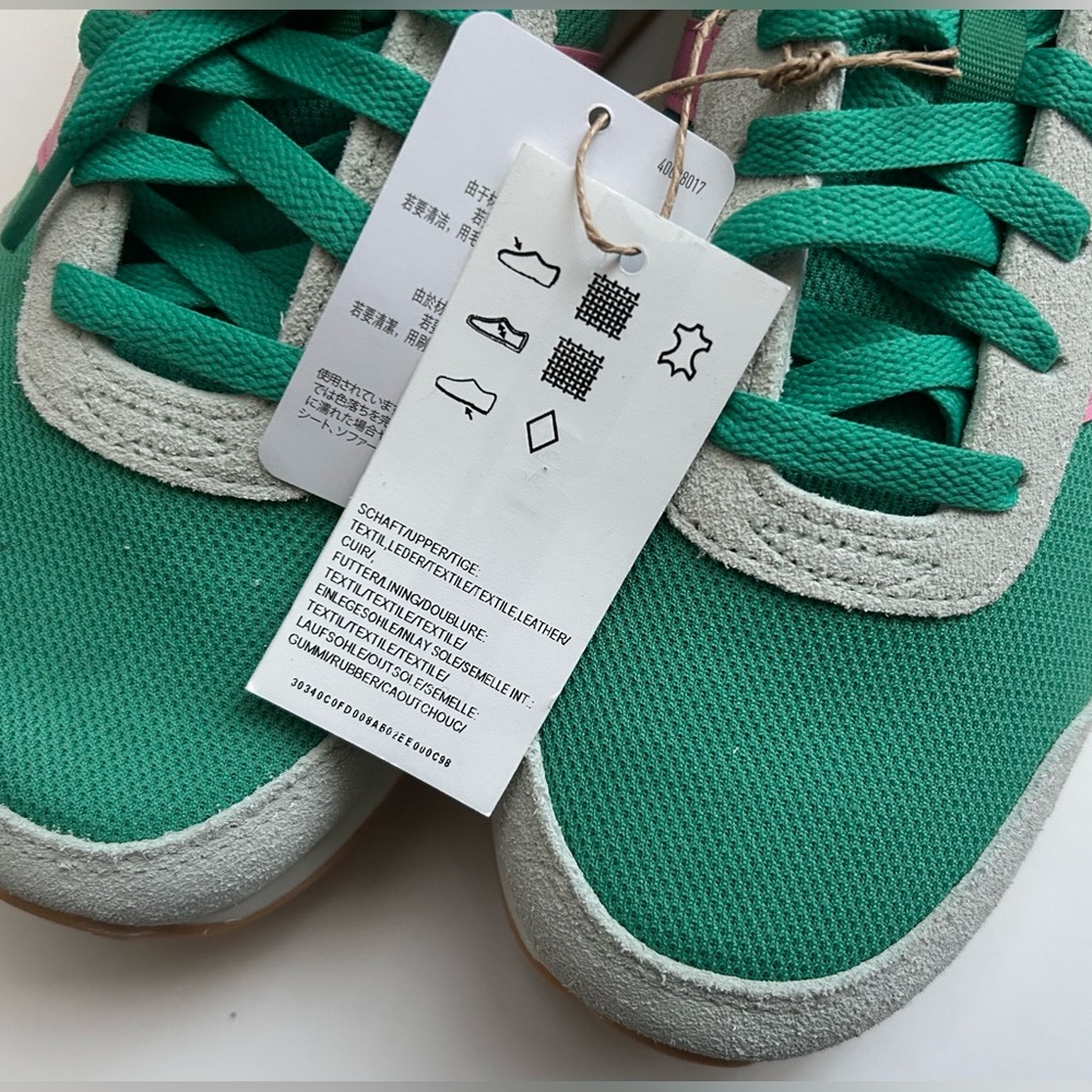 Adidas low tops women’s shoes sneakers rare Adidas green with pink cream size 9 - Picture 5 of 7